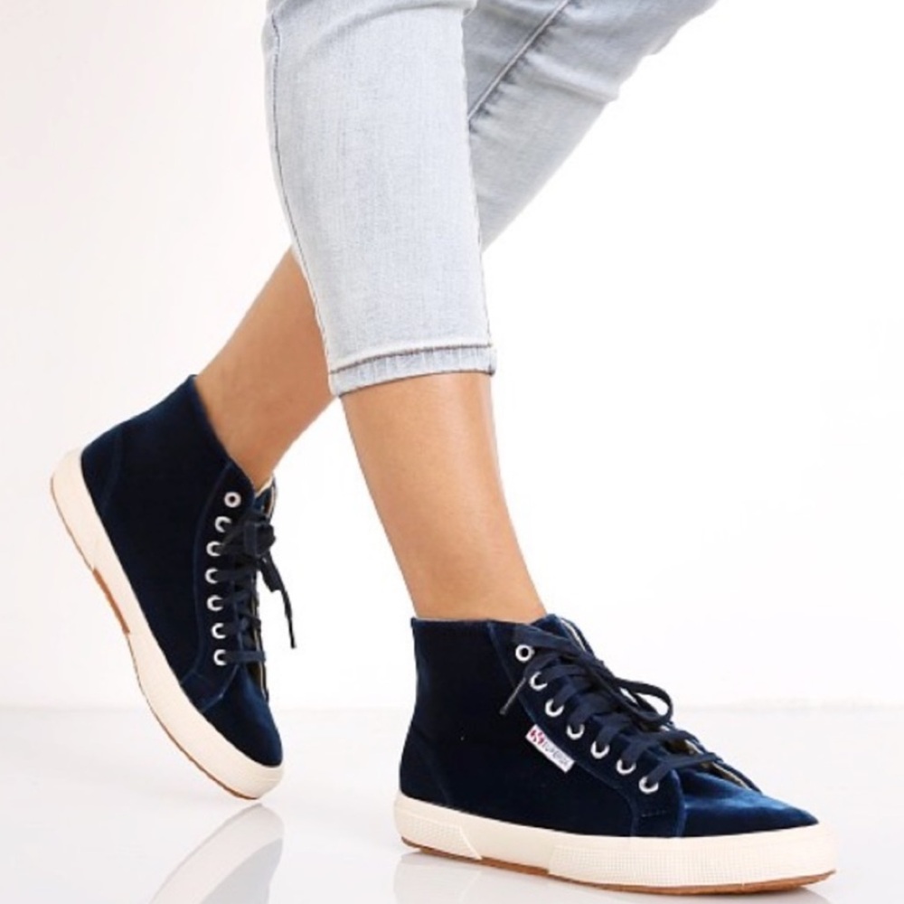 Superga Navy Blue High-Top Sneakers, Size 41